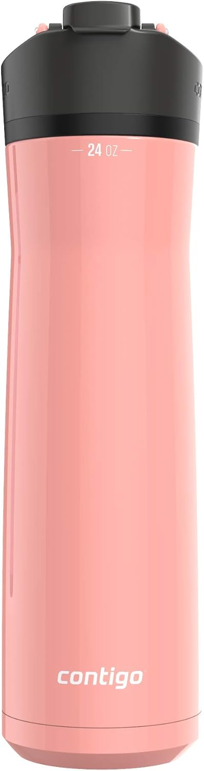 Contigo Cortland Chill 2.0 Stainless Steel Water Bottle, Spill-Proof Lid, Hot or Cold Drinks, Interchangeable Lid, 24oz - Pink Lemonade