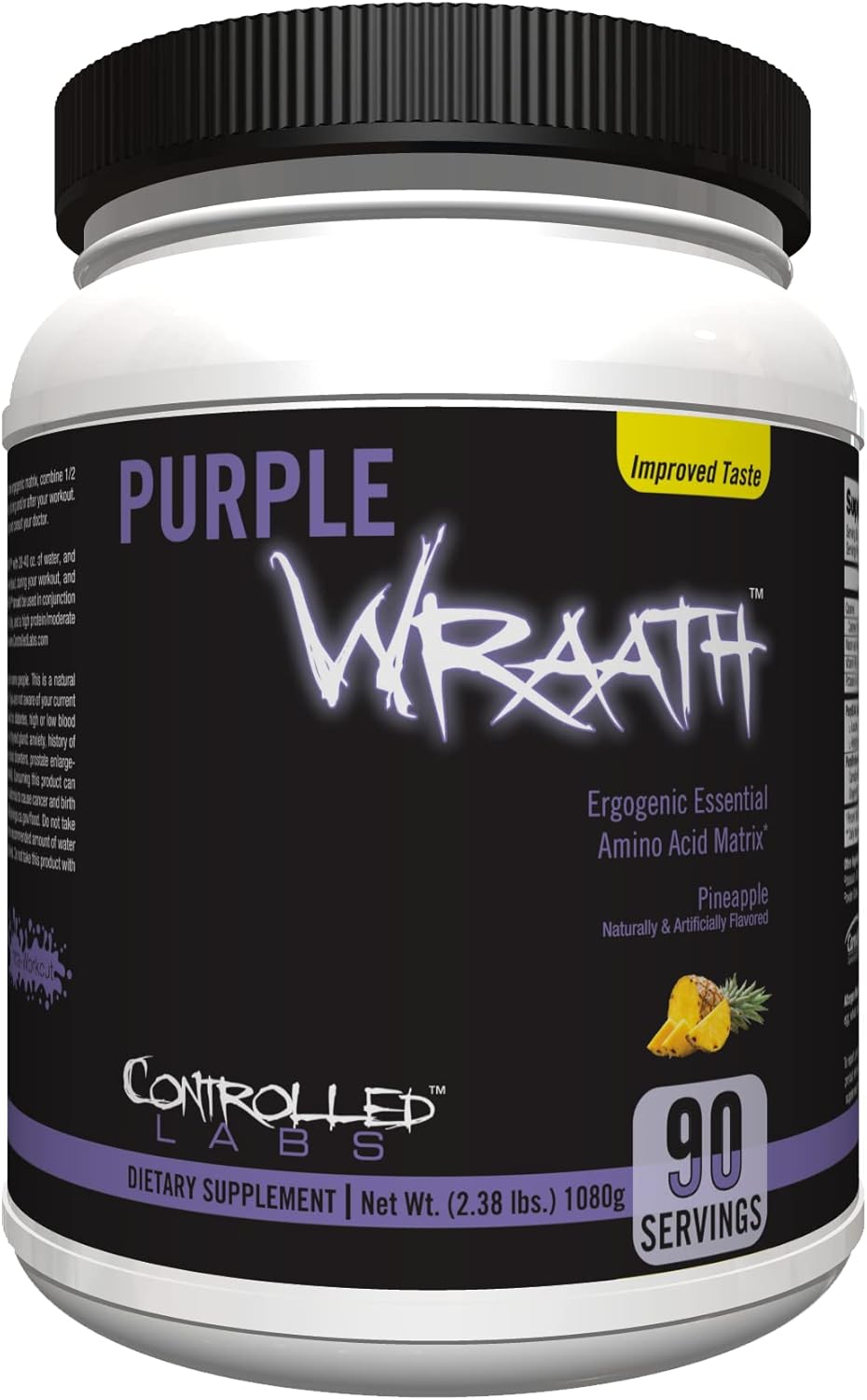 CONTROLLED LABS Purple Wraath Pineapple Flavor BCAA & EAA Amino Acid Supplement - 90 Servings for Optimal Endurance & Focus
