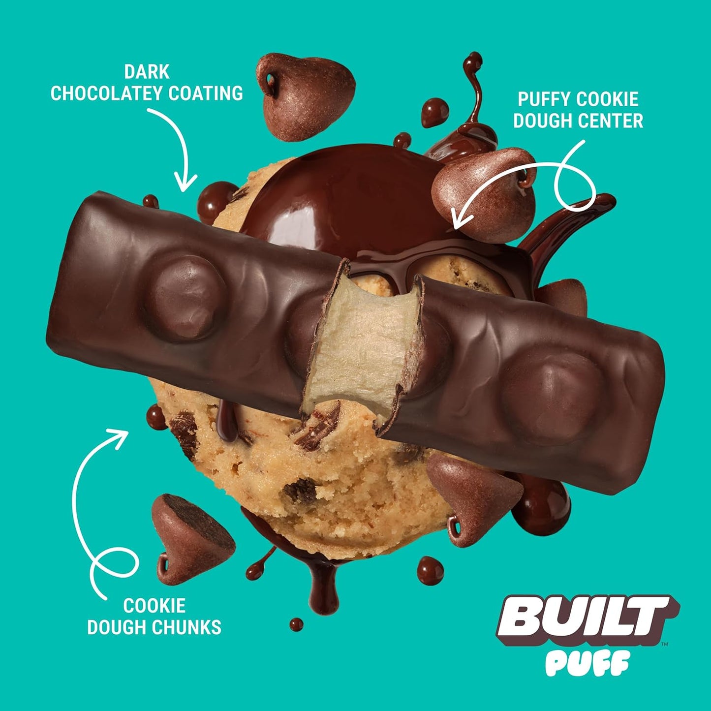 Cookie Dough Chunk Puff Protein Bars - 15g Protein, On-The-Go Snacks (12 Count)