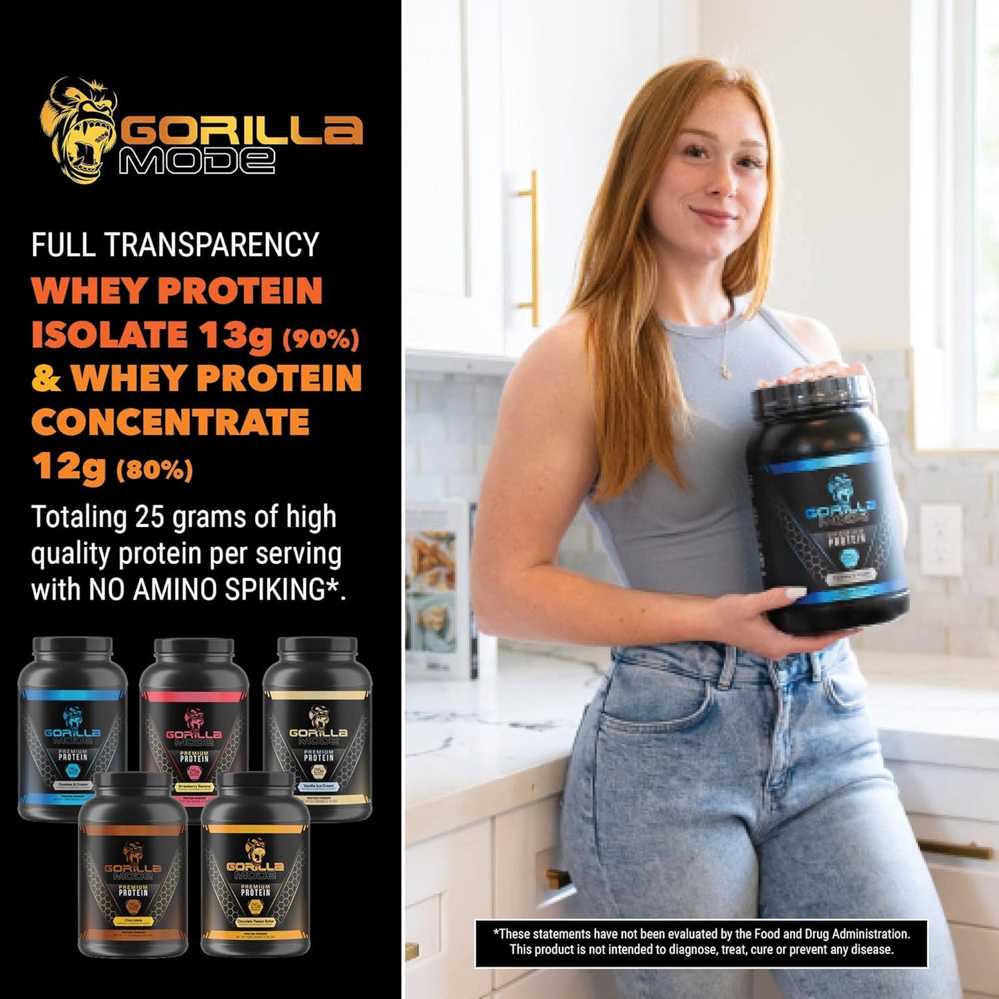 Cookies and Cream Gorilla Mind Premium Whey Protein: 25g Whey Isolate & Concentrate for Muscle Recovery and Growth (30 Servings) - BoostGo Australia