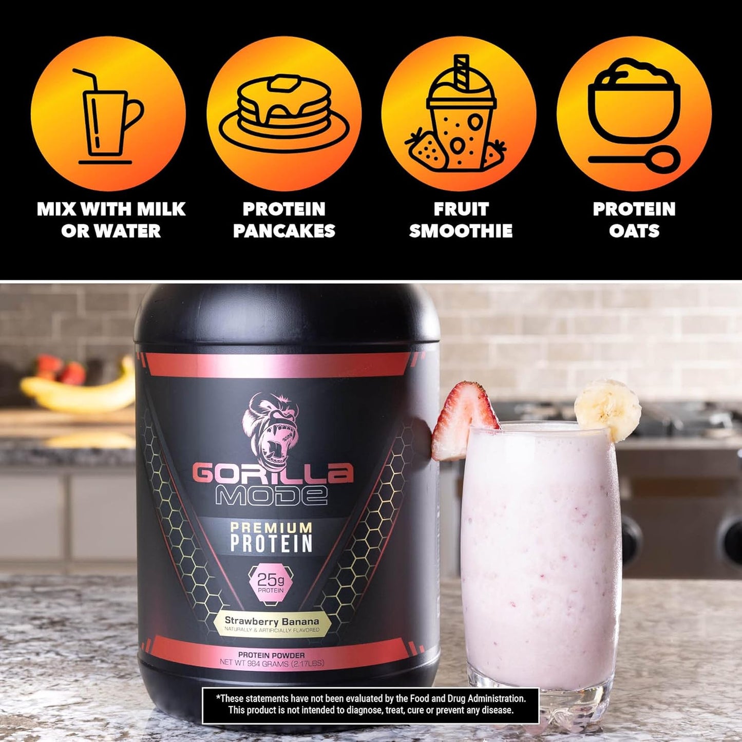 Cookies and Cream Gorilla Mind Premium Whey Protein: 25g Whey Isolate & Concentrate for Muscle Recovery and Growth (30 Servings) - BoostGo Australia