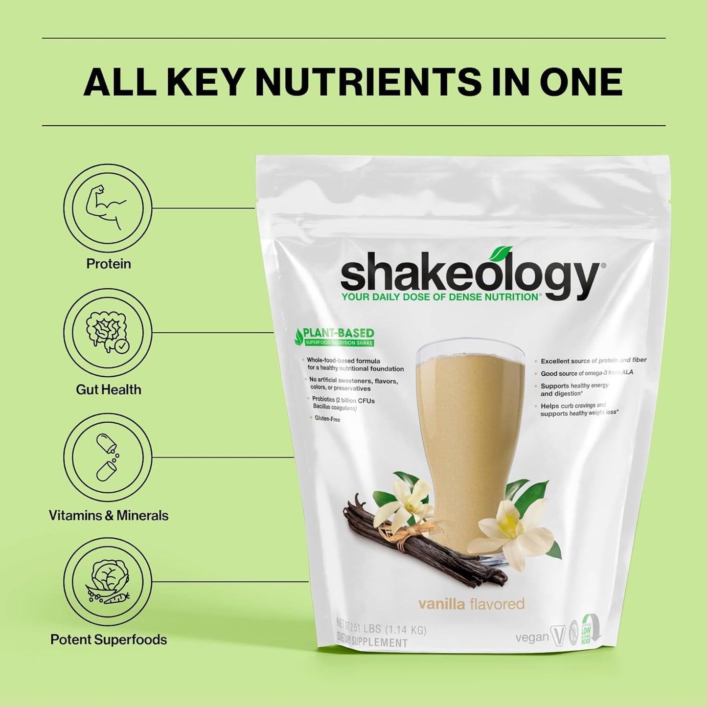 Cookies and Cream Shakeology Vegan Protein Powder - Gluten-Free Superfood Shake for Weight Loss, Muscle Support, Gut Health, Stress Management - 30 Servings