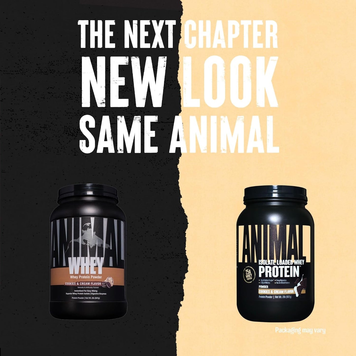 Cookies & Cream Animal Whey Isolate Protein Powder - 25g Protein, Low Sugar, Digestive Enzymes - Muscle Builder & Recovery for Men & Women - Ideal for Pre & Post Workout - 2 lbs