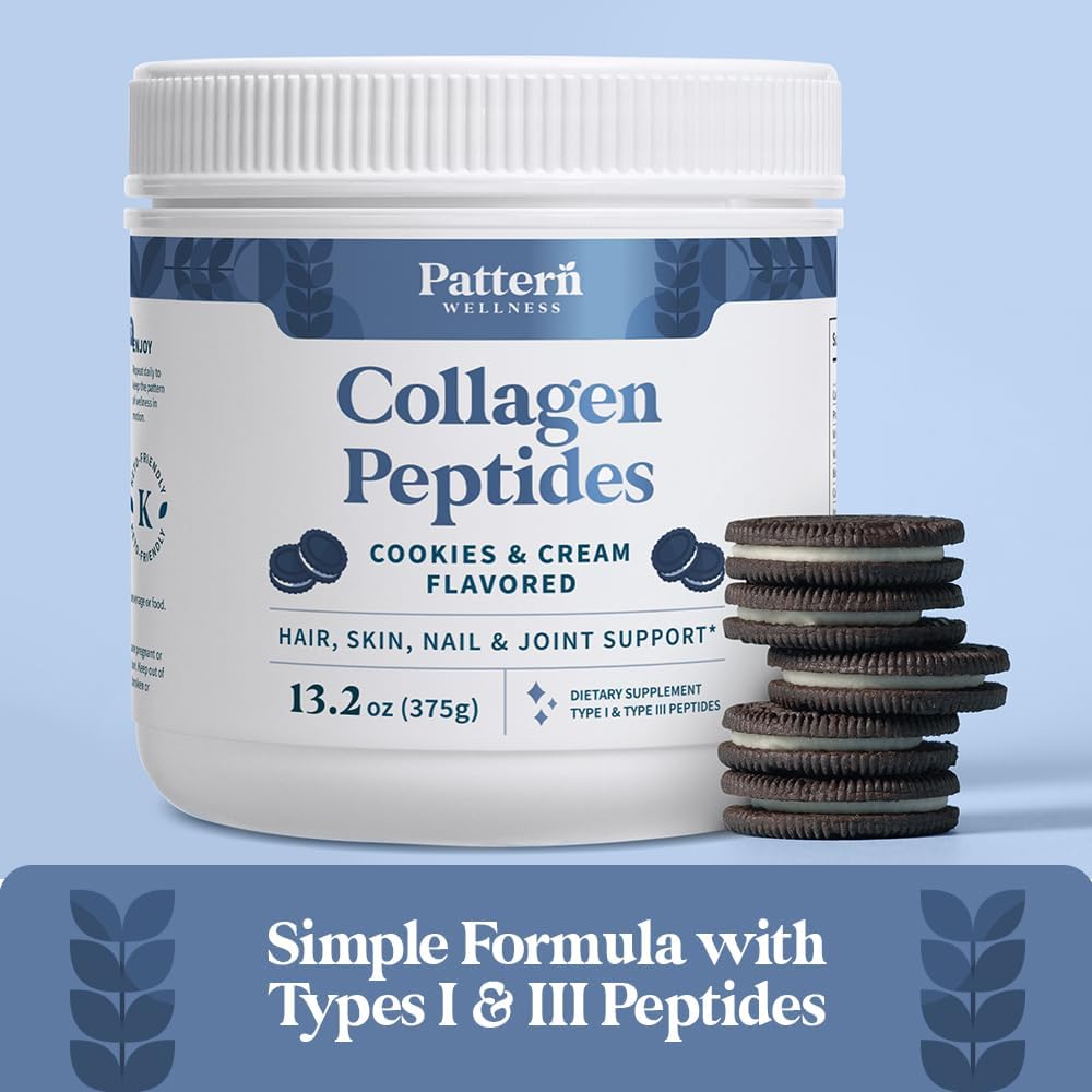 Cookies & Cream Collagen Peptides Powder for Hair, Skin, Nails, and Joints - Grass Fed, Non-GMO, Dairy Free - Hydrolyzed Type I & III Collagen - Pasture Raised - Keto Friendly (13 Oz)