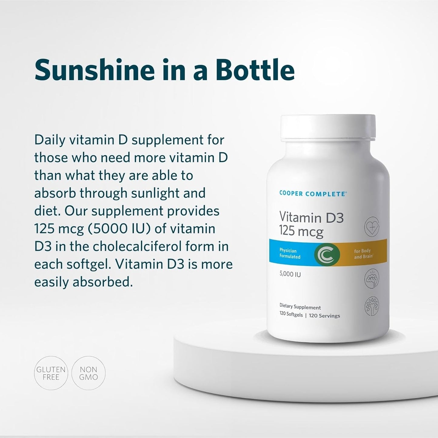 Cooper Complete Vitamin D3 Softgels 5000 IU - 120 count Pack of 1