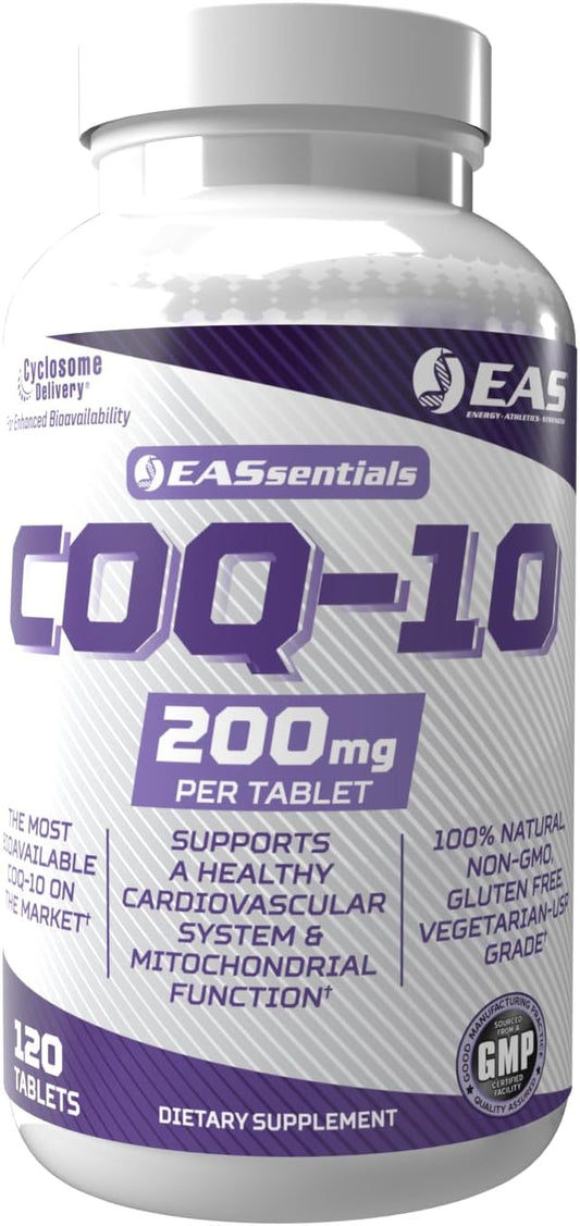 COQ-10 200mg Tablets for Heart Health & Energy | Antioxidant Formula with Enhanced Absorption | Gluten Free & Non GMO | 120 Count