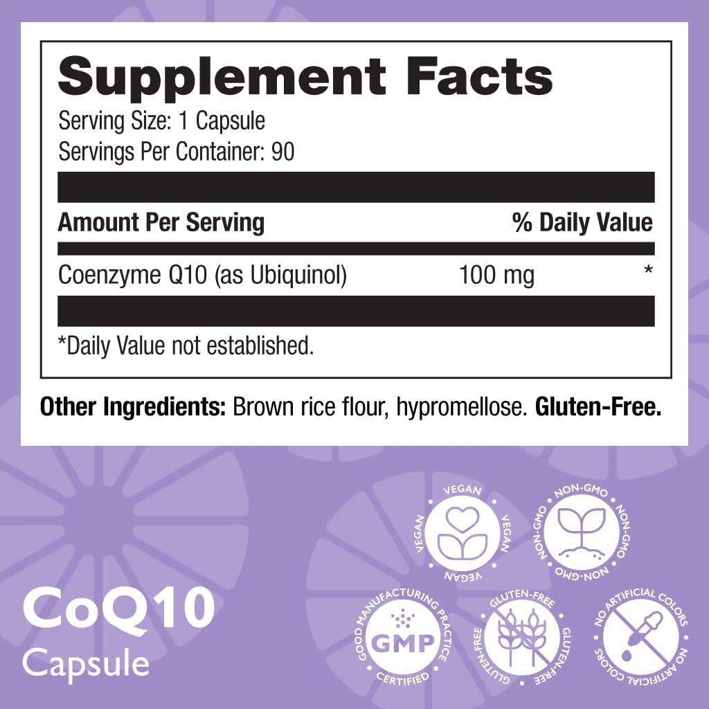 CoQ10 100mg Supplement for Heart, Brain Health & Energy - Gluten Free, Non-GMO - 90 Capsules by Celebrate Vitamins
