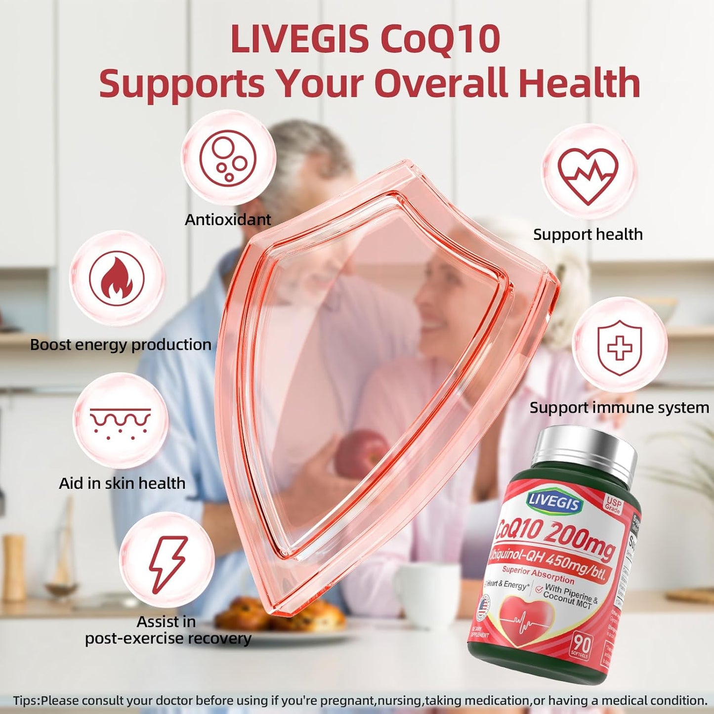 CoQ10 200mg Softgels with Coconut MCT Oil for Superior Absorption - Heart Health & Energy Support - 90 Count