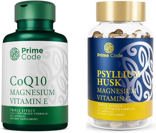 CoQ10 250mg Capsules with Magnesium Glycinate, Vitamin E, Psyllium Husk, and Vitamin C