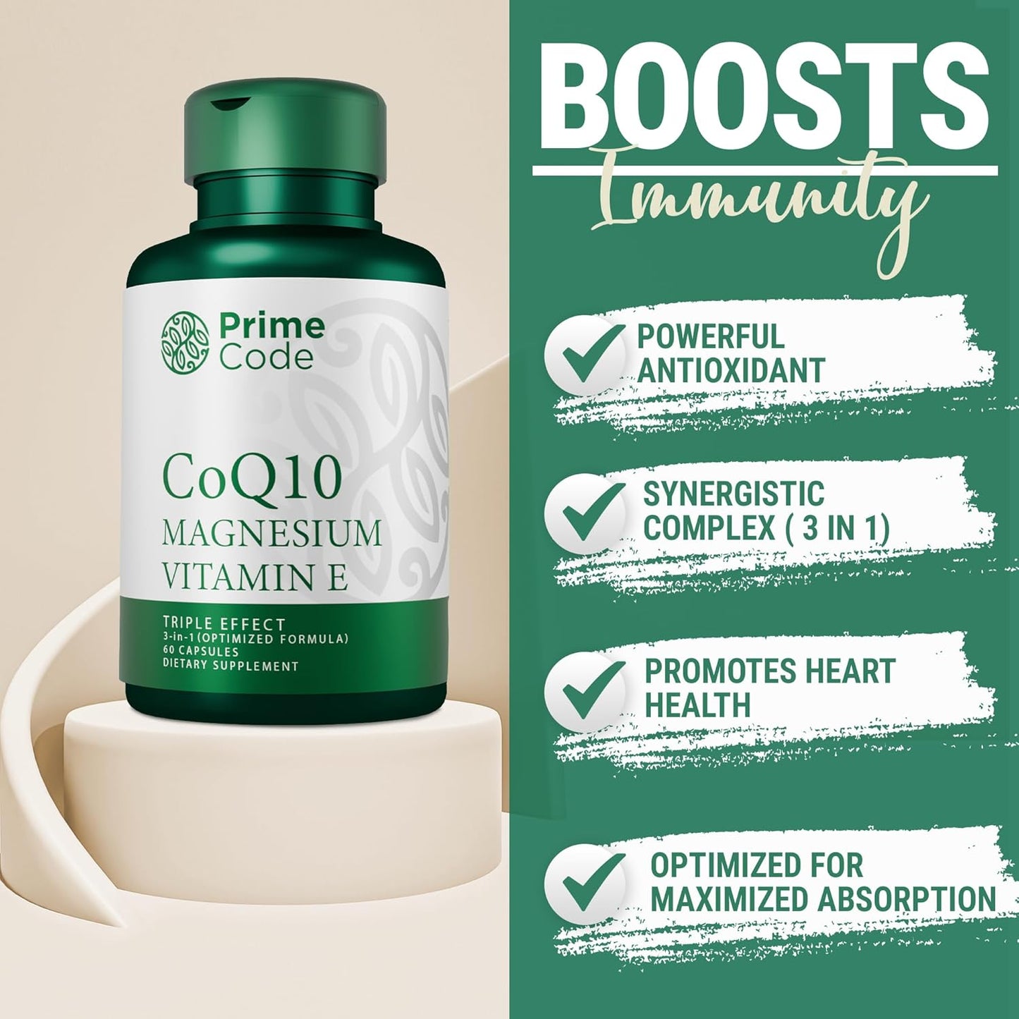 CoQ10 250mg Capsules with Magnesium Glycinate, Vitamin E, Psyllium Husk, and Vitamin C