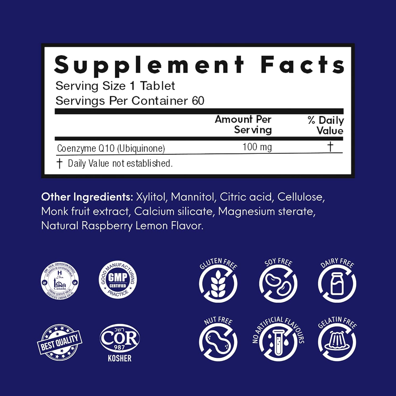 CoQ10 Nutra Meltz Tablets 100mg for Heart Health & Energy - Raspberry Lemon Flavor, 60 Quick Dissolving Tablets