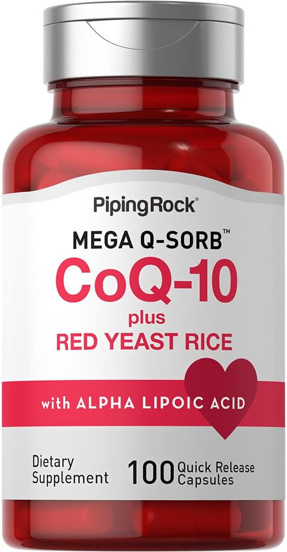 CoQ10 with Red Yeast Rice & Alpha Lipoic Acid - 100 Capsules, Non-GMO, Gluten Free Supplement