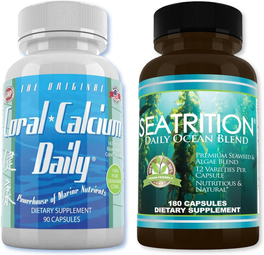 Coral Calcium and Ocean Blend Daily Supplements Combo for 1-2 Months