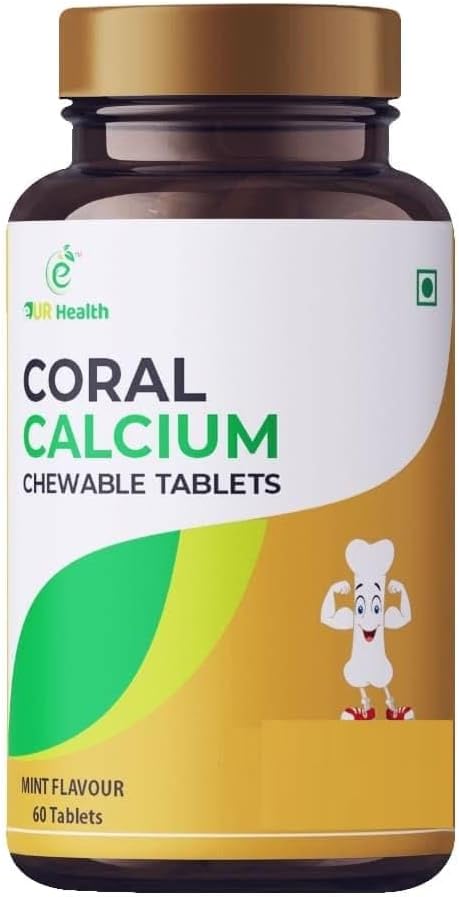 Coral Calcium Chewable Tablets for Joint, Teeth & Muscle Health - 60 Tablets for Men and Women