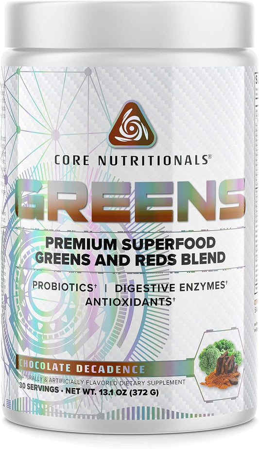 Core Nutritionals Greens Platinum Superfood Blend with Probiotics - Chocolate Flavor, Supports Digestion, Gut Health - 30 Servings