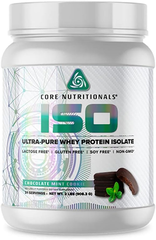 Core Nutritionals ISO Mint Cookie Whey Protein Isolate - 25g, 32 Servings - 100% Micro Filtered, No Artificial Fillers