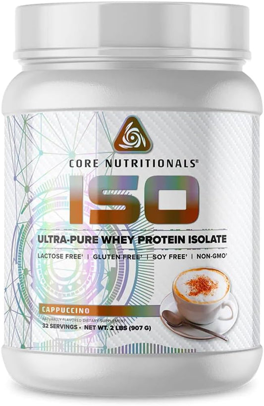 Core Nutritionals ISO Whey Protein Isolate - Cappucino Flavor, 25g Protein, 32 Servings, No Artificial Fillers
