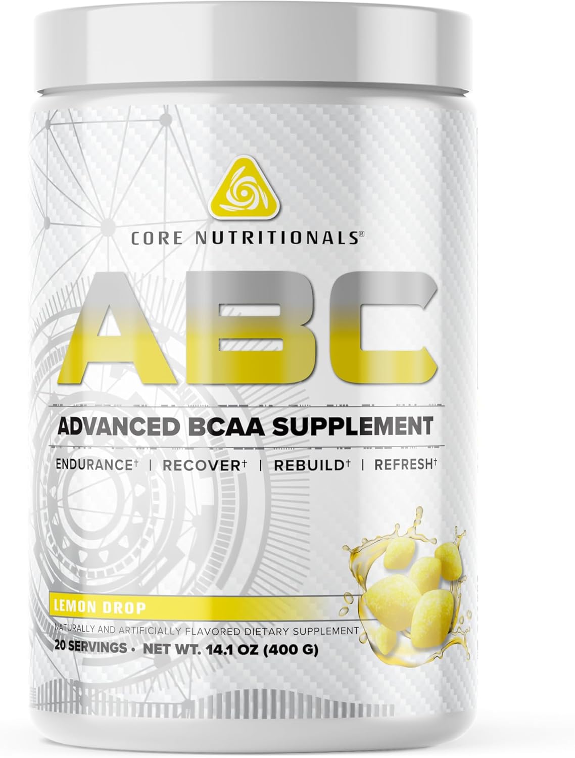 Core Nutritionals Platinum ABC Intra-Workout BCAA Supplement - Lemon Drop Flavor - 20 Servings - Enhanced with Glutamine, Beta Alanine, and Citrulline Malate
