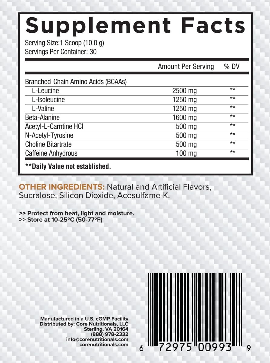 Core Nutritionals Platinum ABCD Advanced BCAA Energy Supplement - Enhances Endurance, Recovery, and Focus - 30 Servings - Sweet Tea Flavor