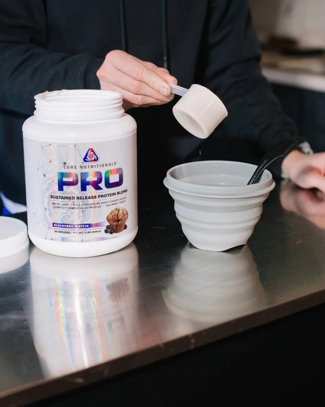 Core Nutritionals Pro Sustained Release Protein Blend with Digestive Enzyme Blend, 25G Protein, 2G Carb, 27 Servings - Peanut Butter and Jelly Flavor