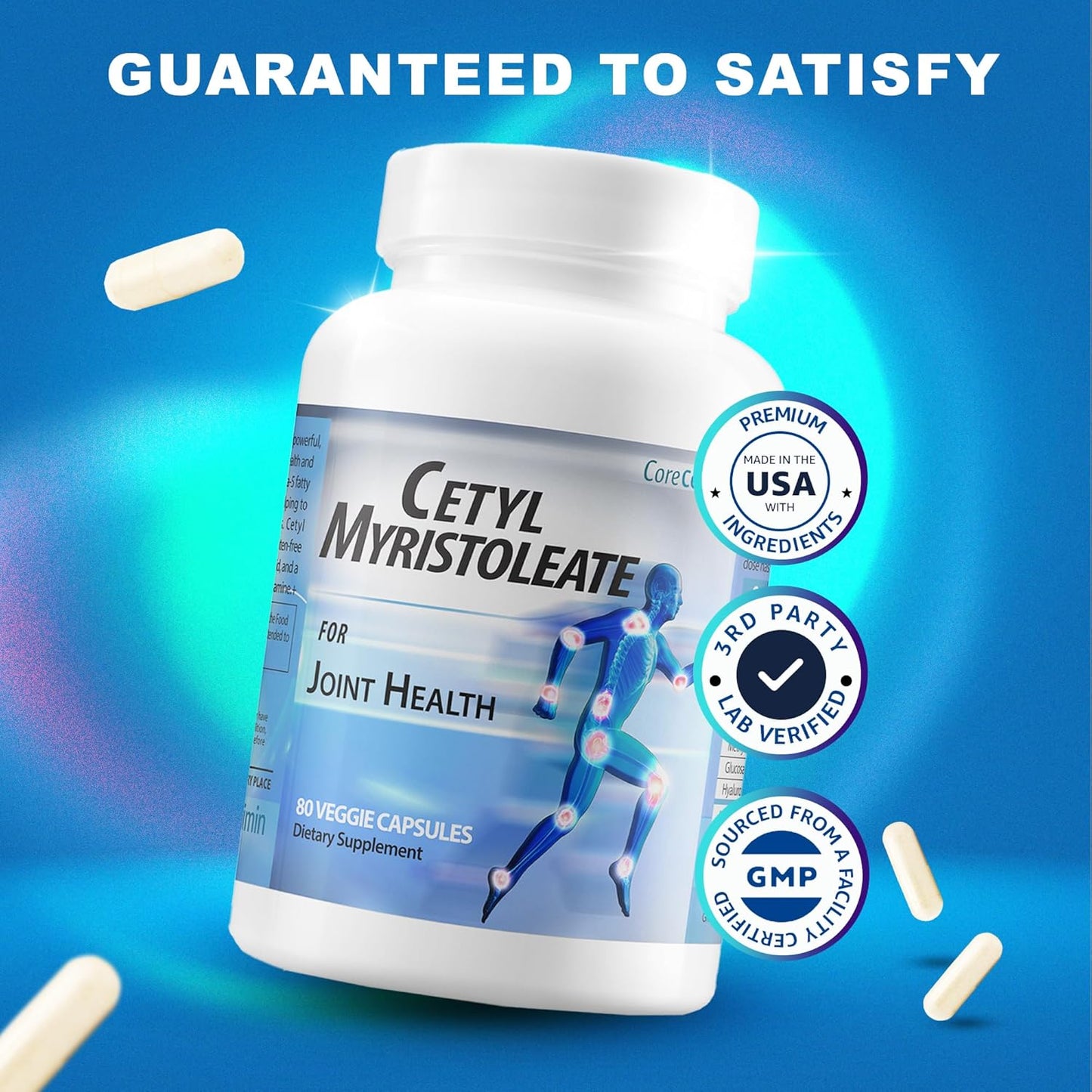 CoreCeutimin Cetyl Myristoleate Capsules with Omega 5 Fatty Acid for Joint Relief - Includes Glucosamine, MSM & Hyaluronic Acid - 80 Count