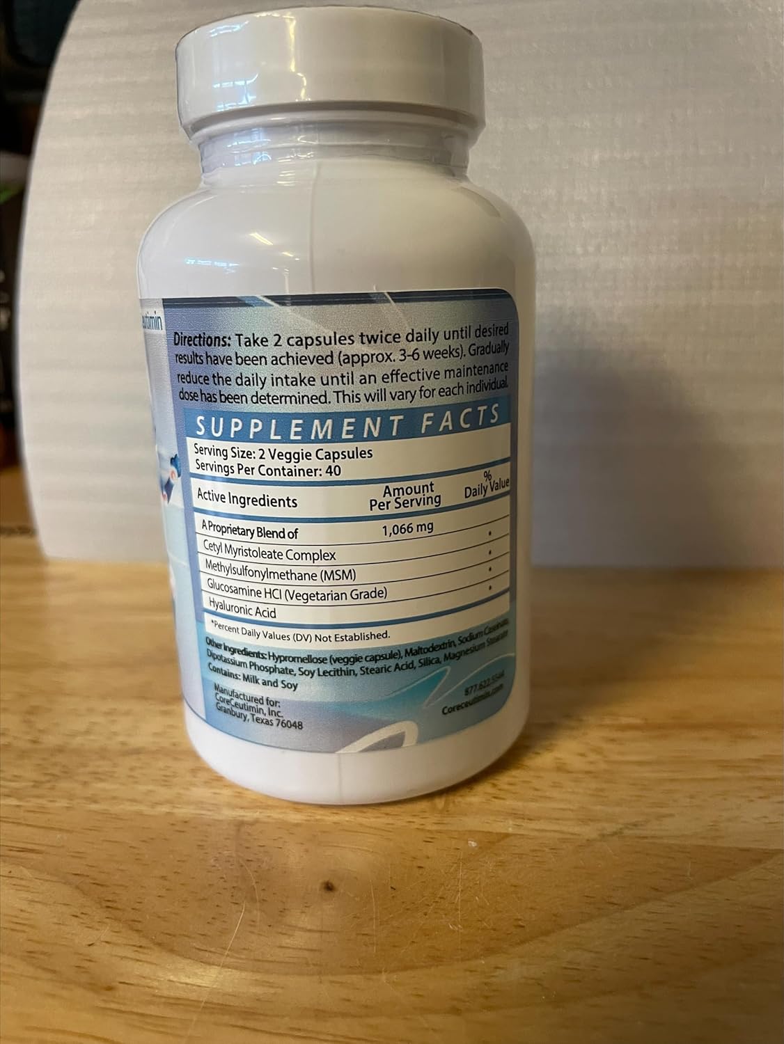 CoreCeutimin Cetyl Myristoleate Capsules with Omega 5 Fatty Acid for Joint Relief - Includes Glucosamine, MSM & Hyaluronic Acid - 80 Count