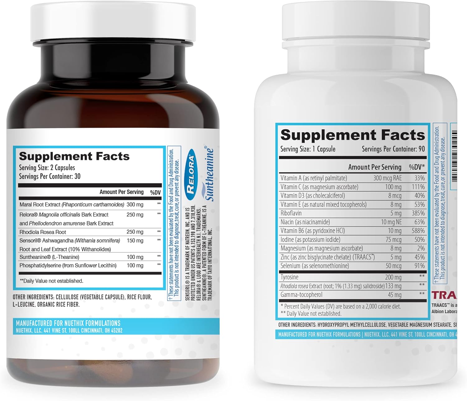 Cort-Eaze Cortisol-Control & Thyro-Boost Thyroid Support Supplement Bundle, 60 Capsules & 90 Capsules