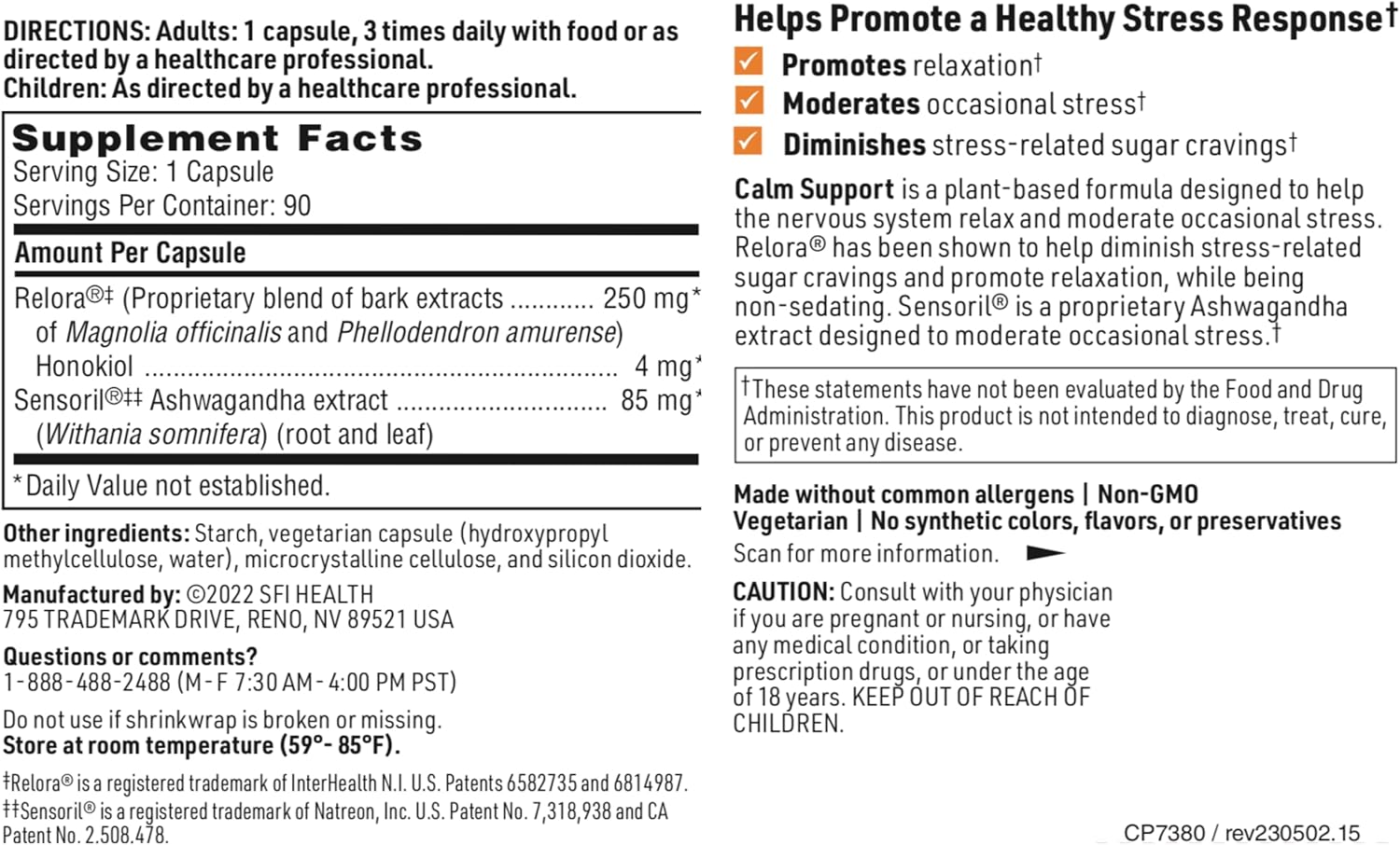 Cortisol Management Supplement with Honokiol & Ashwagandha - Herbal Stress Support (90 Capsules) by Klaire Labs