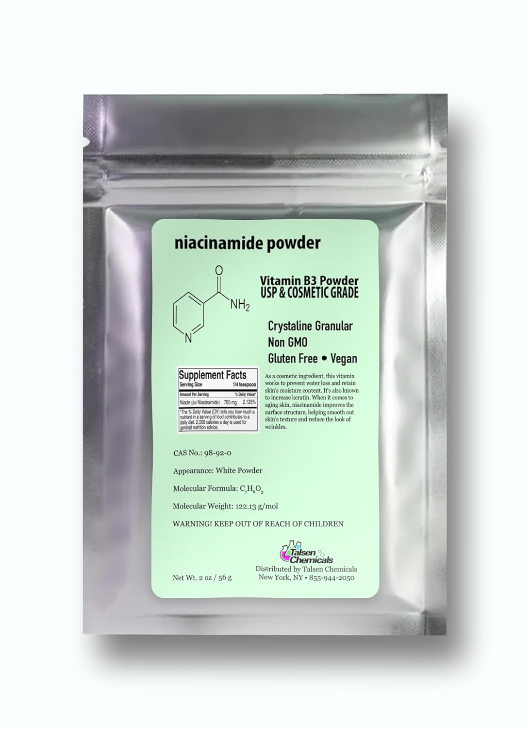 Cosmetic Grade Niacinamide Powder - 2oz / 56g for DIY Niacinamide Serum
