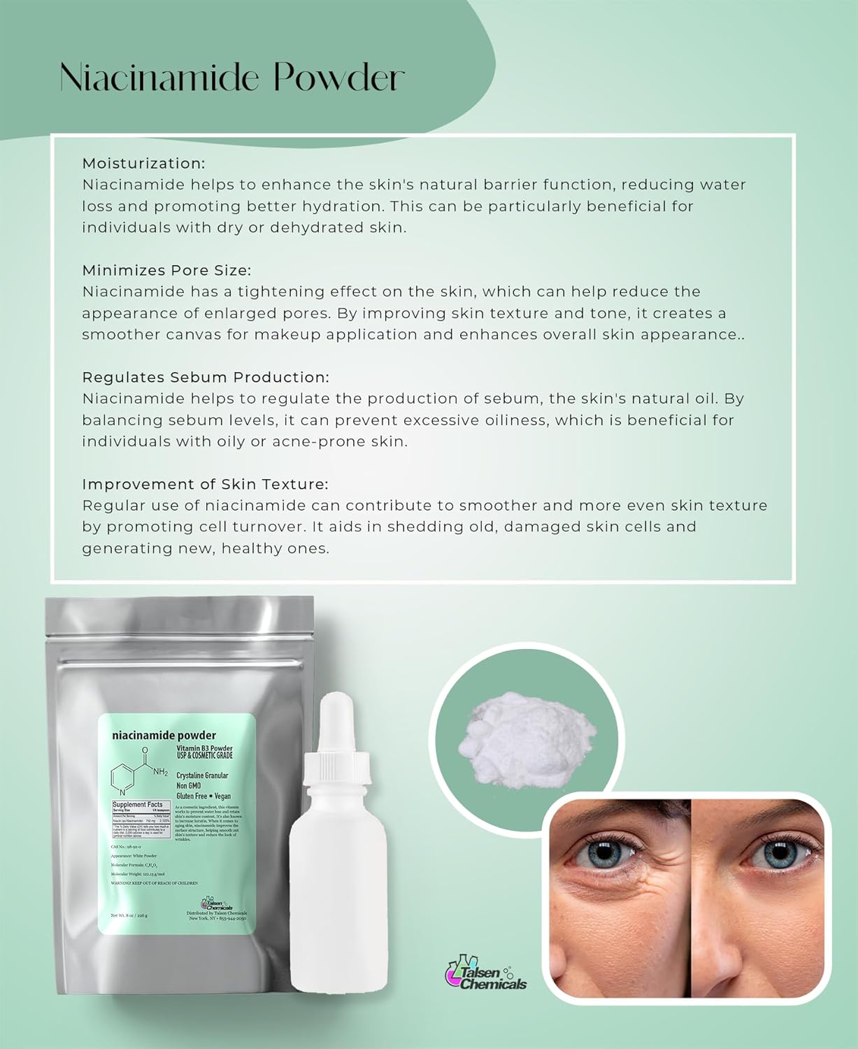 Cosmetic Grade Niacinamide Powder - 2oz / 56g for DIY Niacinamide Serum