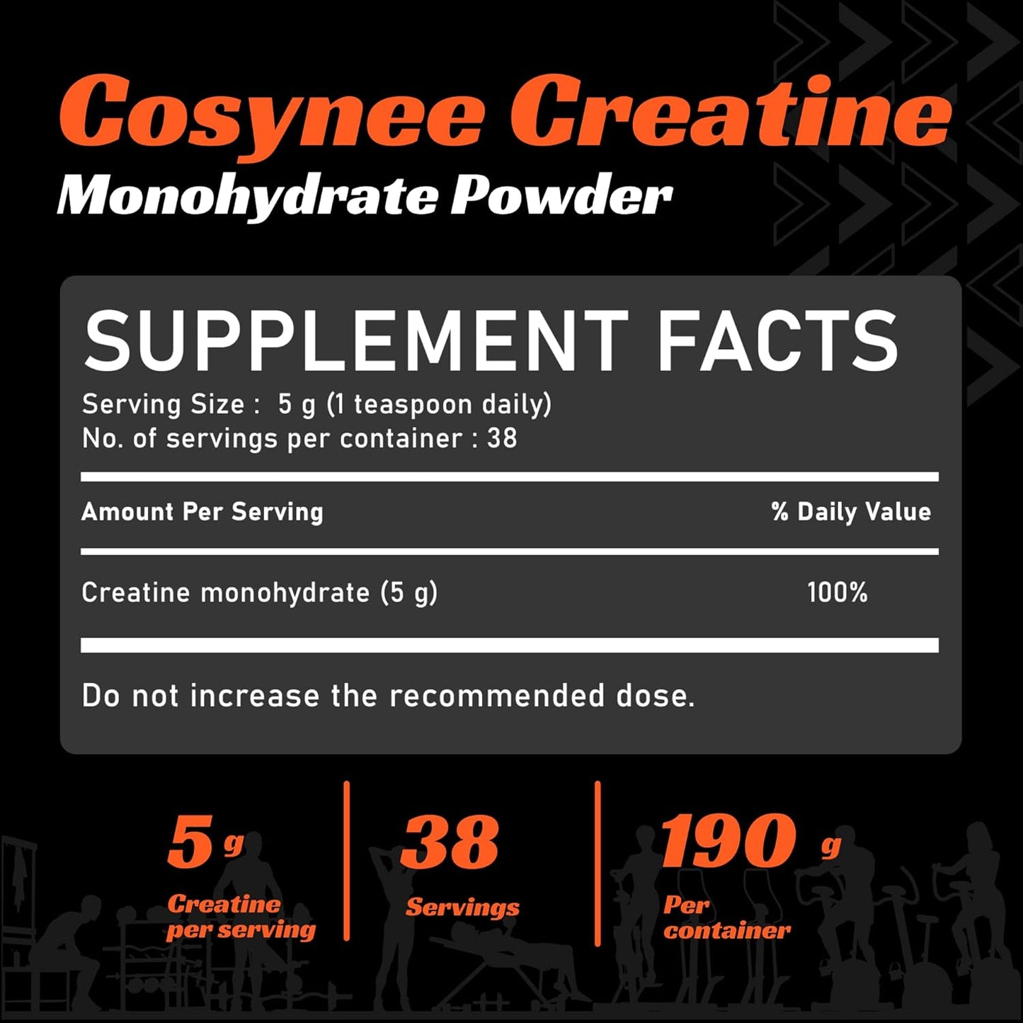cosynee Micronized Creatine Monohydrate Powder - 6.7oz (190g) Jar