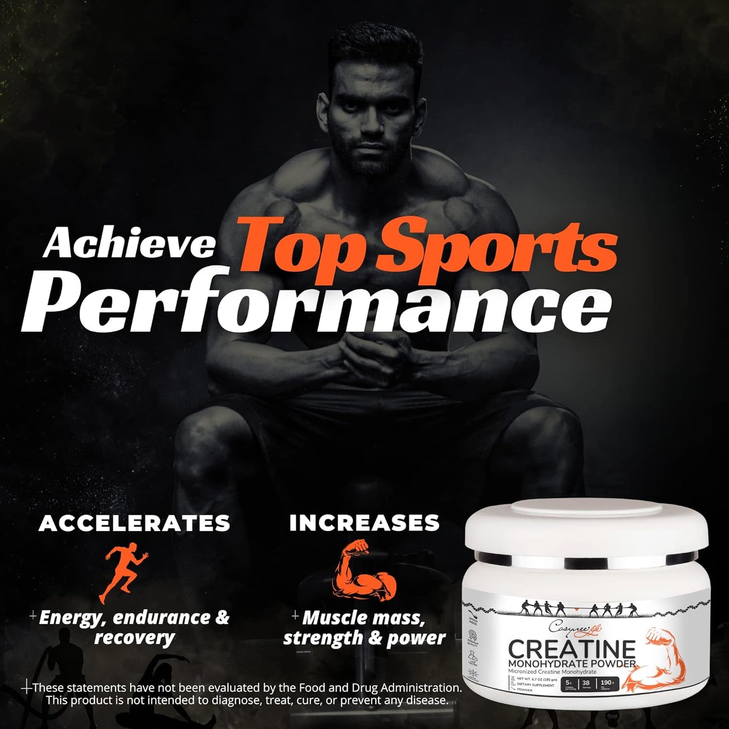 cosynee Micronized Creatine Monohydrate Powder - 6.7oz (190g) Jar
