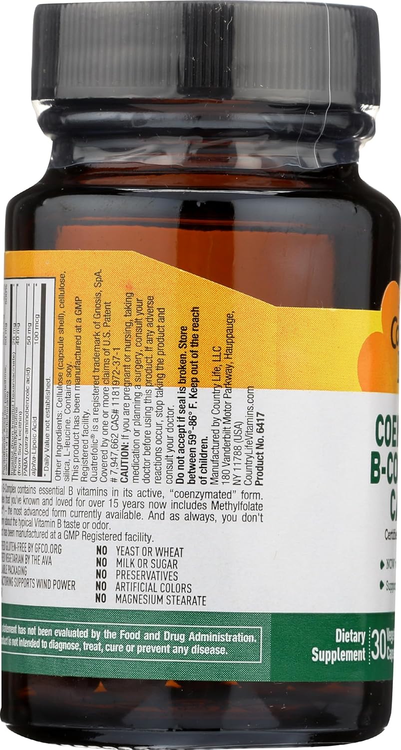 Country Life Coenzyme B Complex - 30 Capsules for Energy and Metabolism Boost