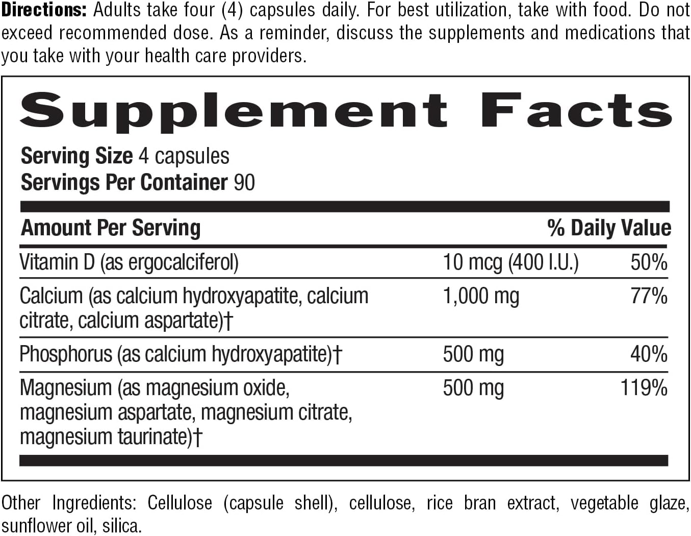 Country Life Target-Mins Calcium Magnesium with Vitamin D Complex, 1000mg/500mg/10mcg, 360 Vegan Capsules - Gluten Free, Vegan, Non-GMO