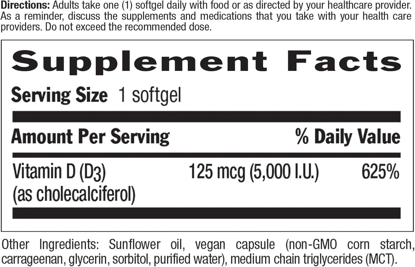 Country Life Vegan Vitamin D3 5000 IU Supplement, 60 Softgels, Gluten Free & Vegan Certified