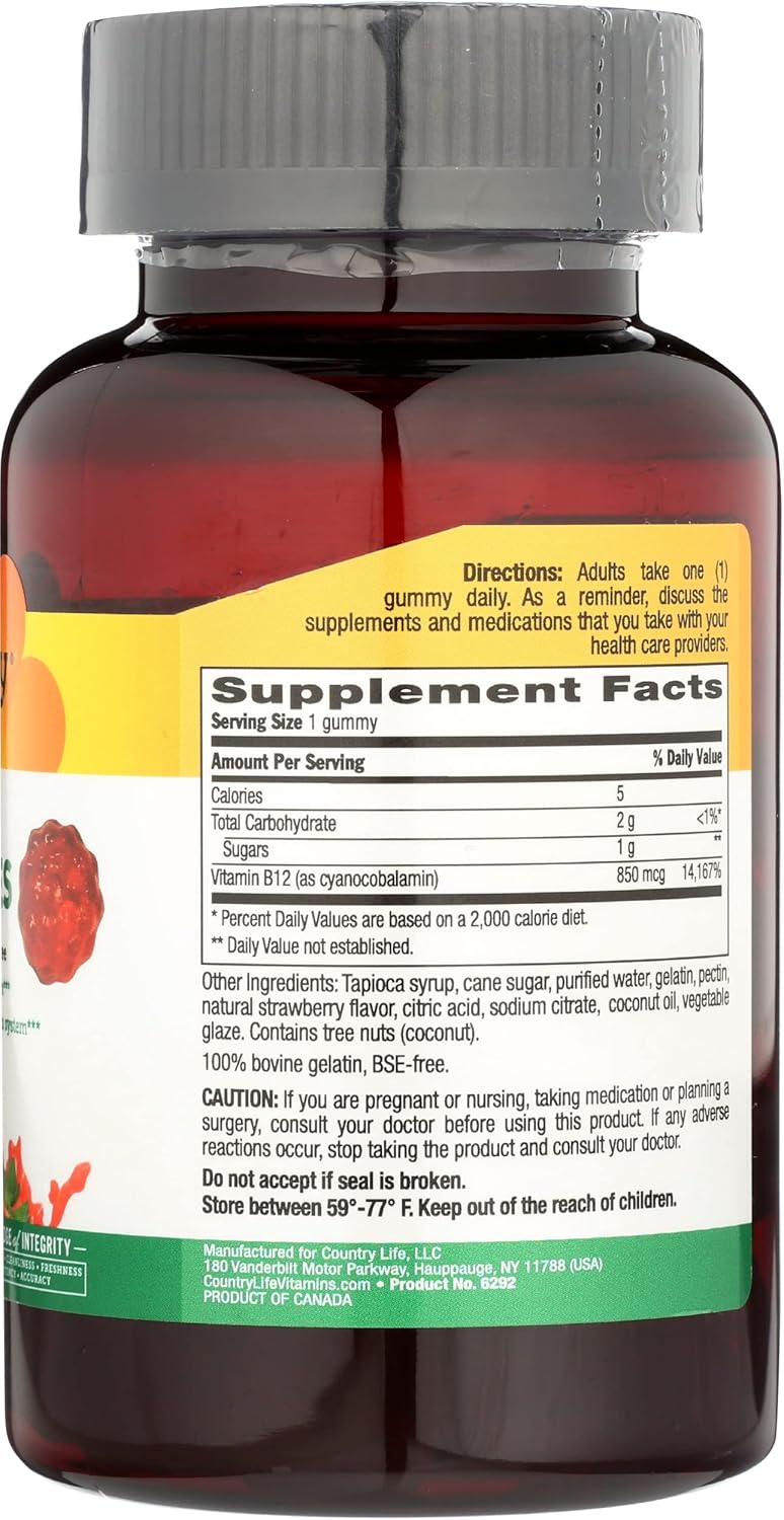 Country Life Vitamin B12 850 mcg Gummies - 60 Chewables