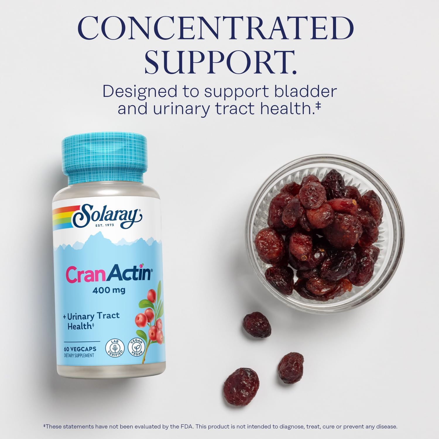 CranActin Cranberry Extract Capsules - 400mg Supplement for Bladder Health - Supports Urinary Tract with Vitamin C - Vegan, 60-Day Guarantee - 60 VegCaps
