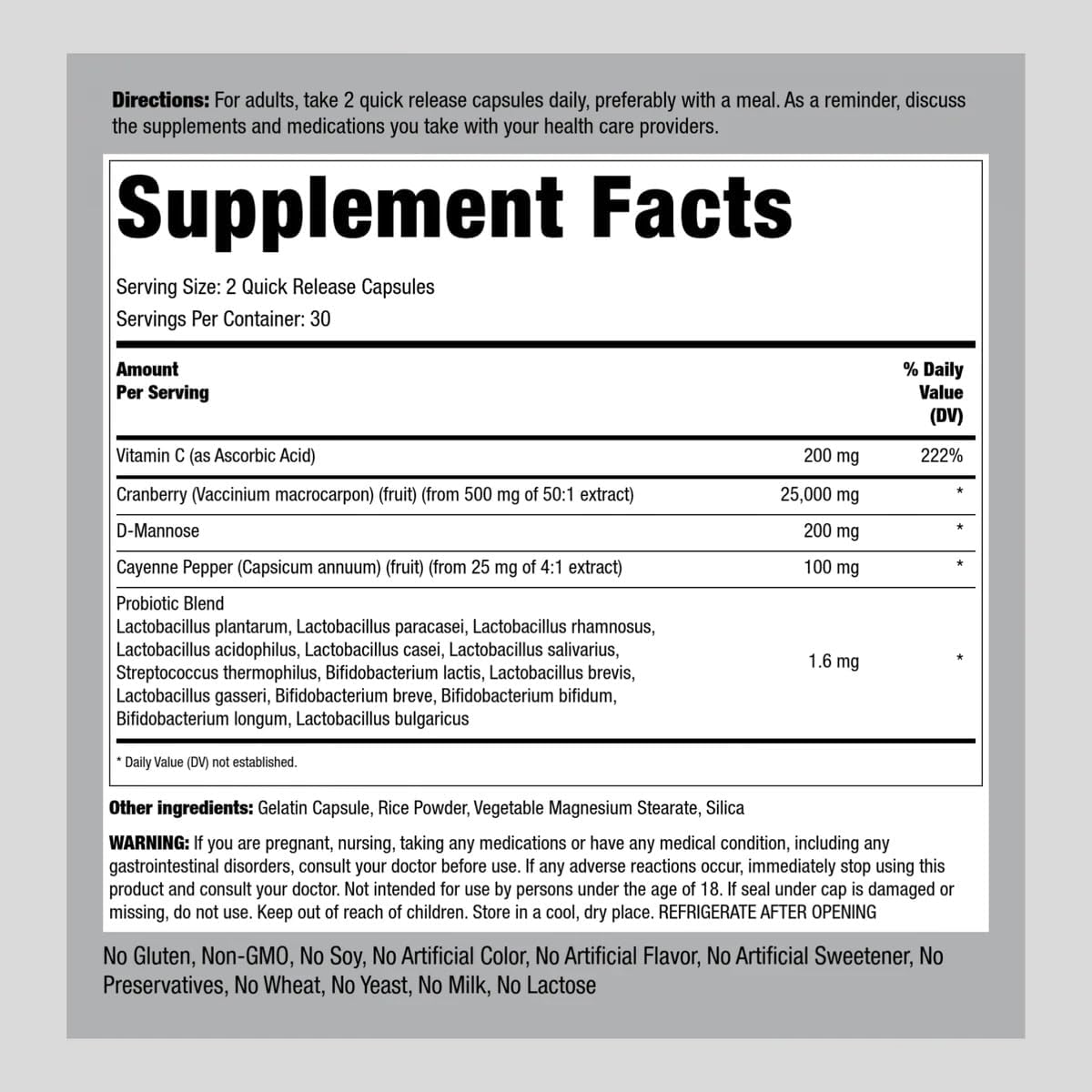 Cranberry Complex & Probiotic Blend Capsules for Women's Urinary Tract Health | 60 ct | Advanced Formula | Non-GMO, Gluten Free