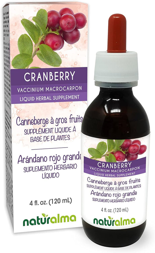 Cranberry Fruit Alcohol-Free Tincture - 4 fl oz Liquid Extract Drops - Herbal Supplement Vegan - Naturalma