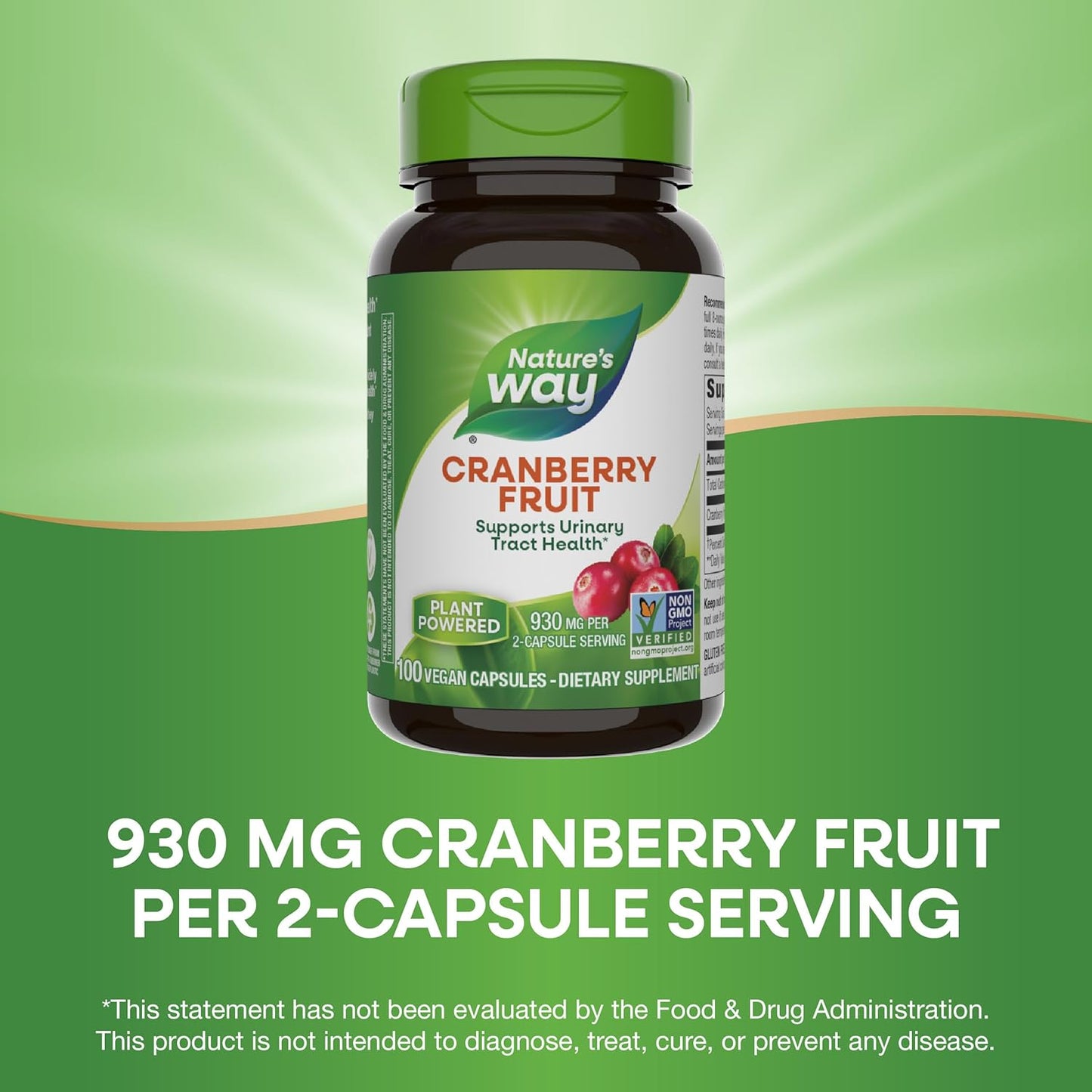 Cranberry Fruit Capsules for Urinary Tract Health - 930mg, 100ct - Nature's Way