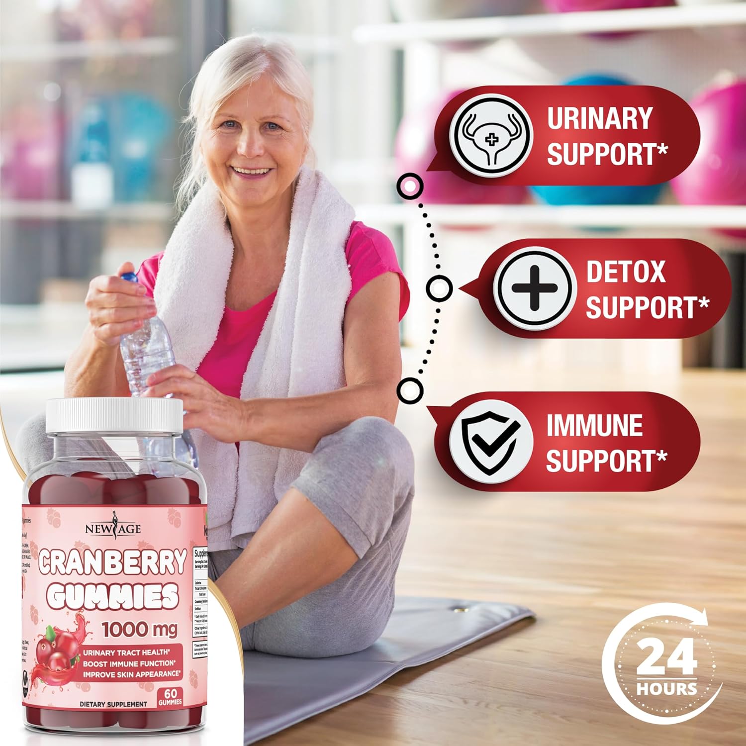Cranberry Gummies 1000mg for Urinary Tract Health - Supports Bladder, Kidney, UTI - Vegetarian (180 Gummies) - BoostGo Australia