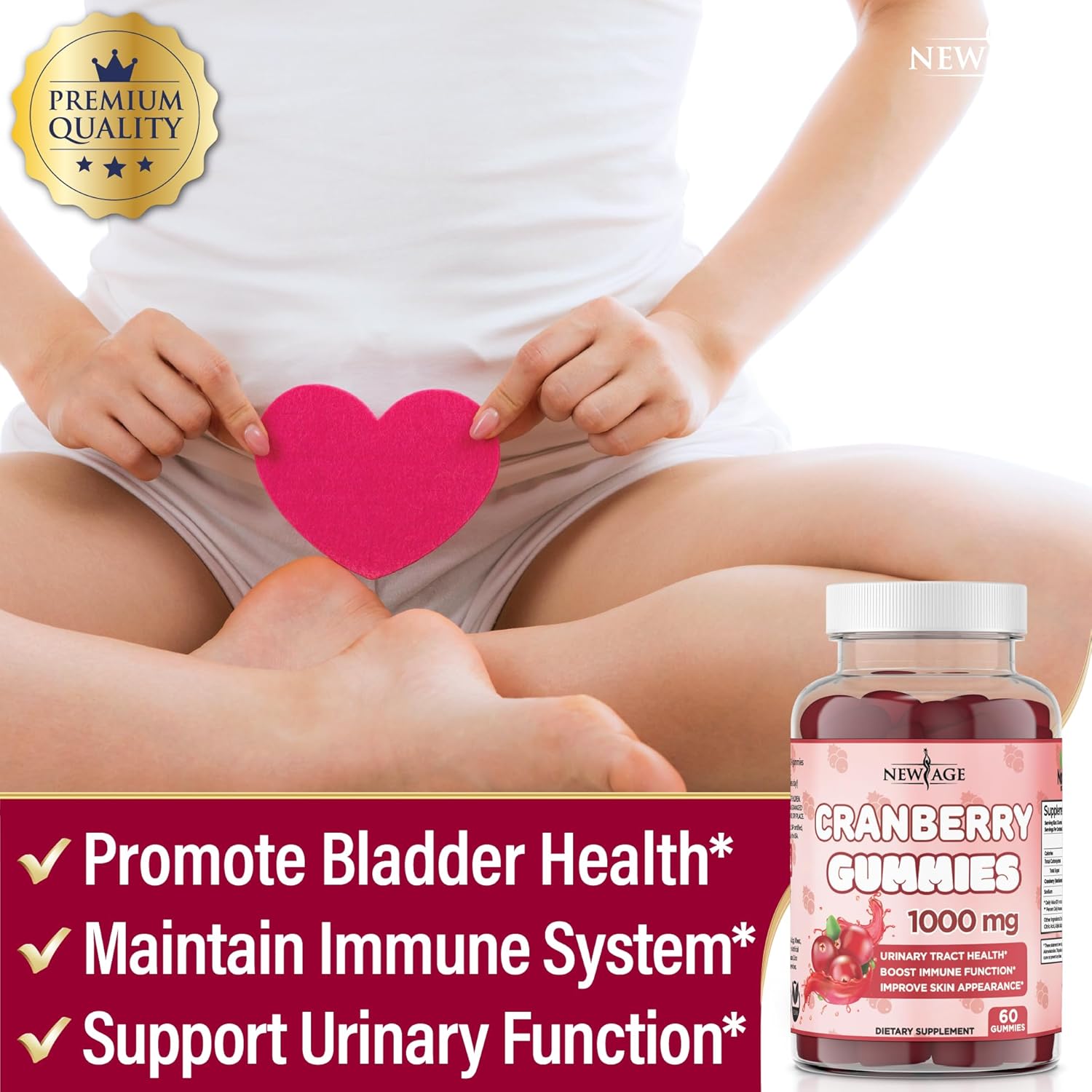 Cranberry Gummies 1000mg for Urinary Tract Health - Supports Bladder, Kidney, UTI - Vegetarian (180 Gummies) - BoostGo Australia