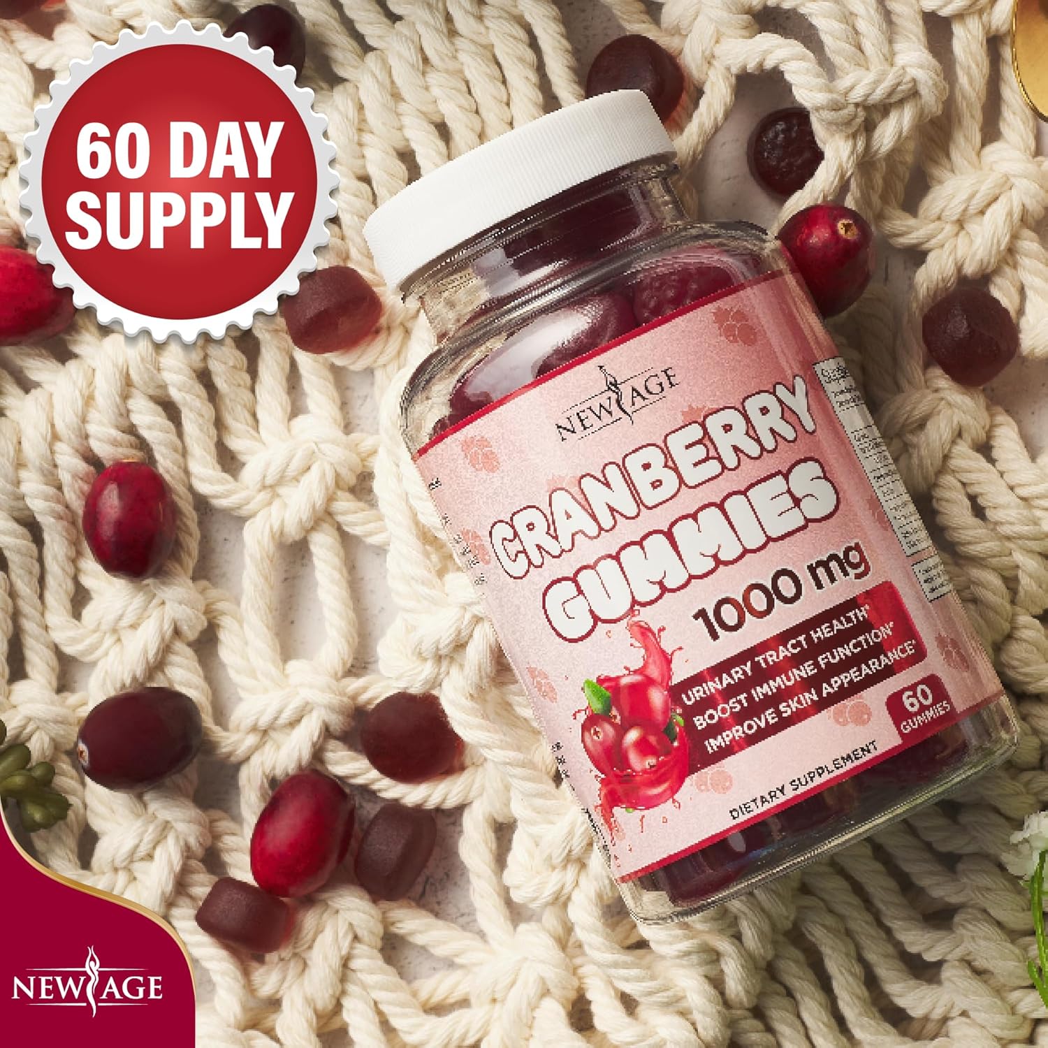 Cranberry Gummies 1000mg for Urinary Tract Health - Supports Bladder, Kidney, UTI - Vegetarian (180 Gummies) - BoostGo Australia