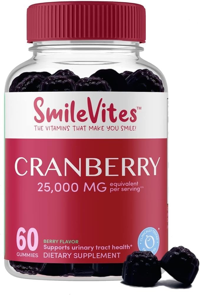Cranberry Gummies 25,000mg for Urinary Tract & Feminine Health - Antioxidant-Rich Fruit d'Or Cranberries - 60 Count - 1 Month Supply