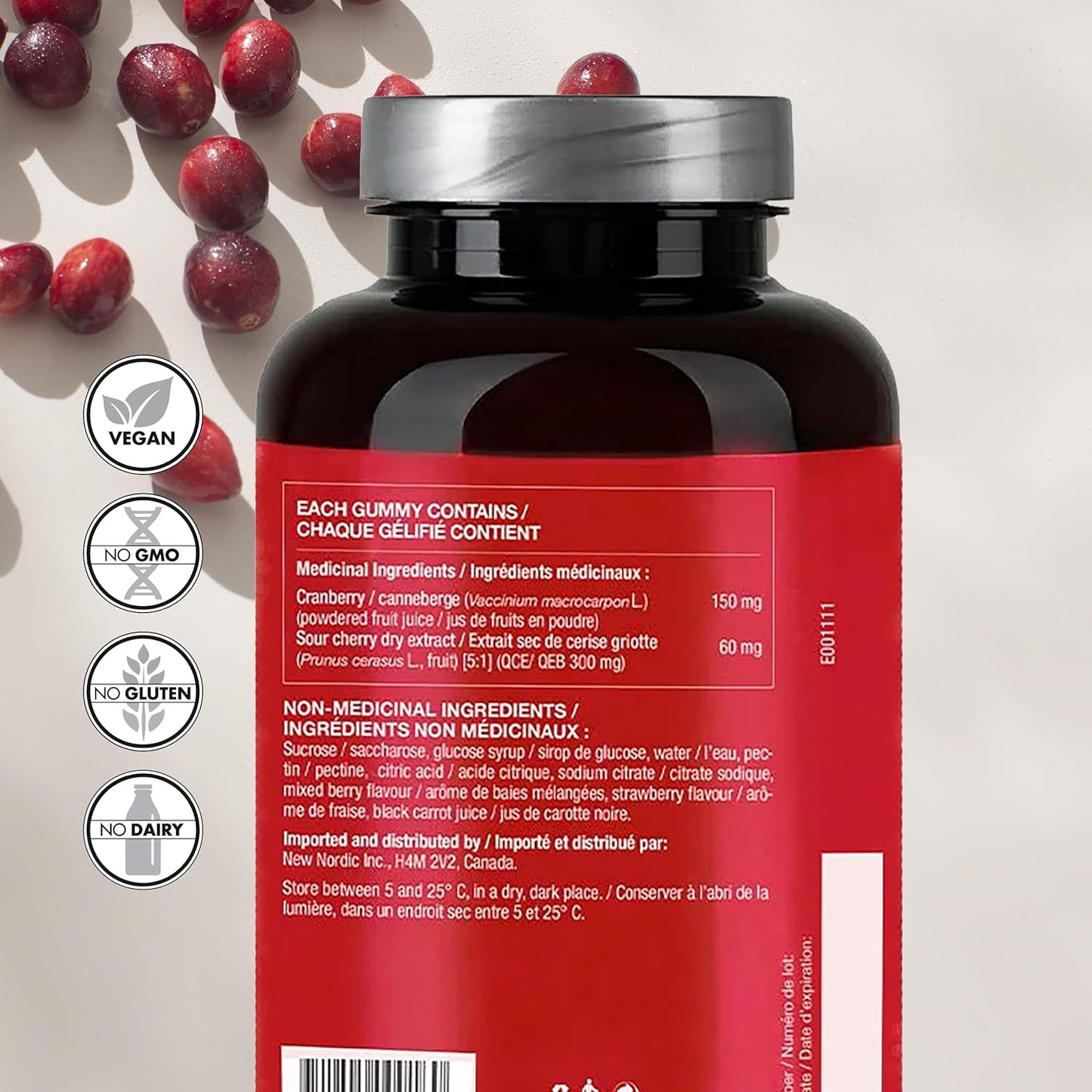 Cranberry Gummies for Women - Urinary Tract Support with Cran Berry & Sour Cherry - 60 Count