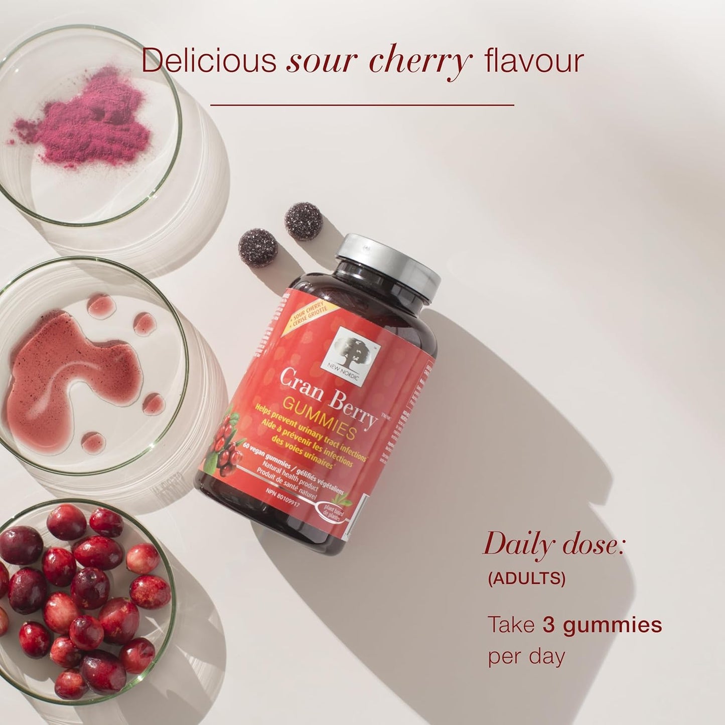 Cranberry Gummies for Women - Urinary Tract Support with Cran Berry & Sour Cherry - 60 Count