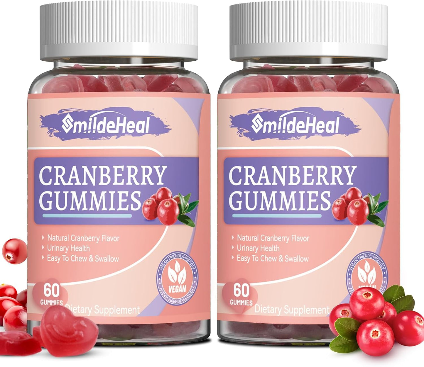 Cranberry Gummies for Women with D-Mannose 250mg, Probiotic Supplement for Urinary Tract Health, Cranberry Flavor, 60 Count (Pack of 2)