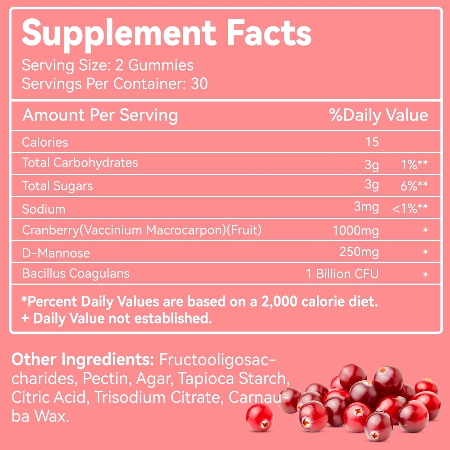 Cranberry Gummies for Women with D-Mannose 250mg, Probiotic Supplement for Urinary Tract Health, Cranberry Flavor, 60 Count (Pack of 2)