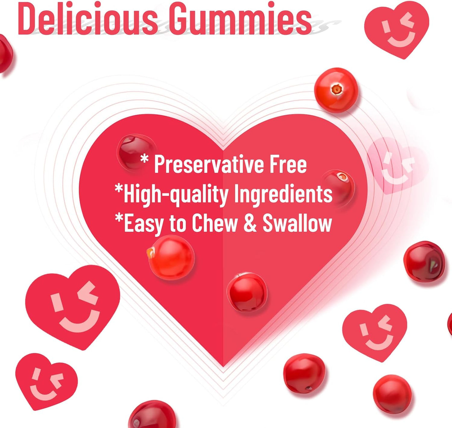 Cranberry Gummies for Women with D-Mannose 250mg, Probiotic Gummies for Urinary Tract Health, 1000mg Cranberry Supplements, Non-GMO - 60 Count