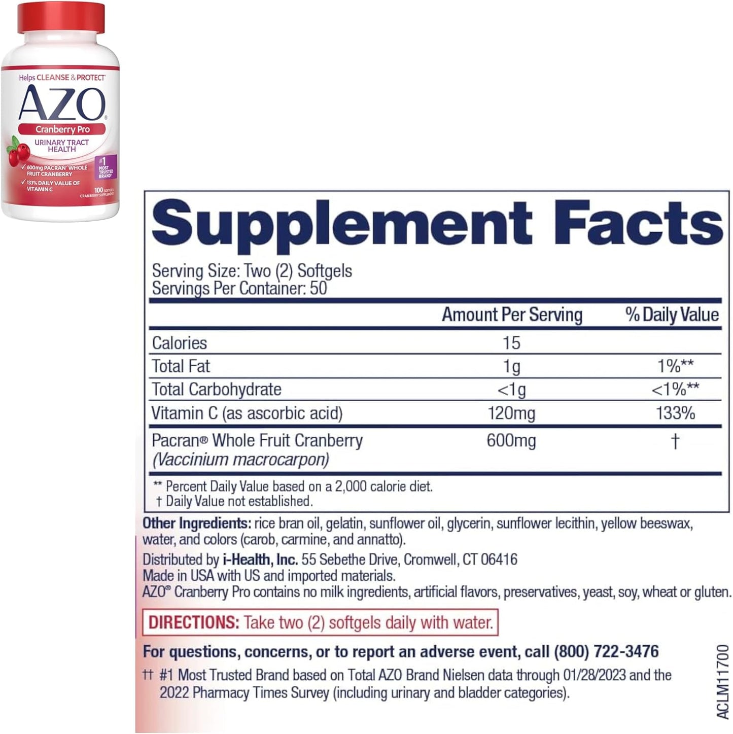 Cranberry Pro Urinary Health Supplement 600mg PACRAN, 100 CT + Go-Less Bladder Control, 72 Count